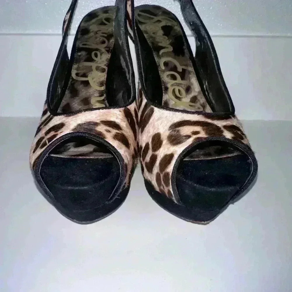 Sam Edelman Heels, Brown Leopard Print, Size 8.5 - Picture 4 of 14